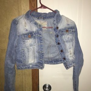 Crop jean jacket distressed